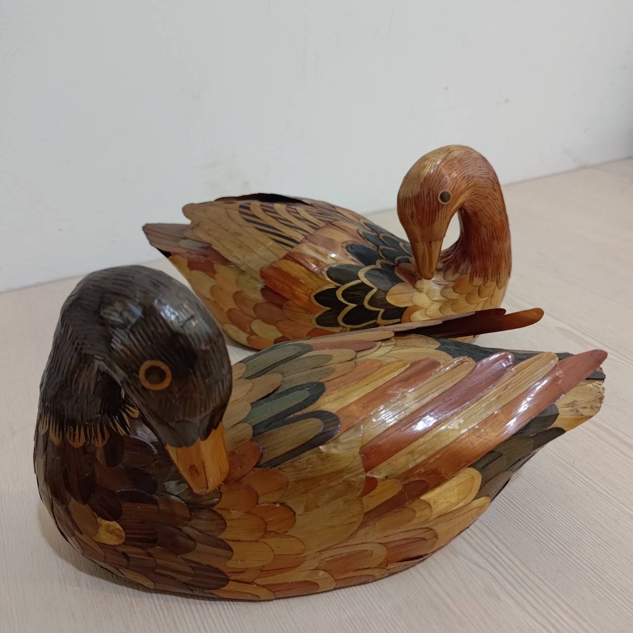 Handmade bamboo ducks